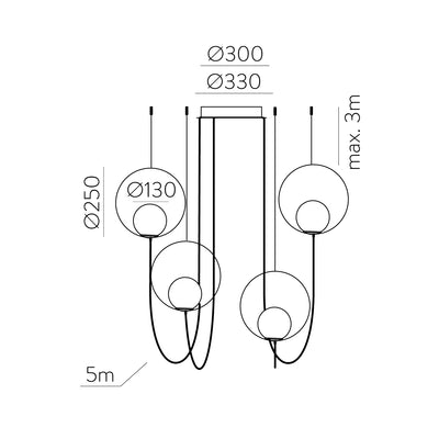 LED Pendelleuchte LAHO 4fach, gold