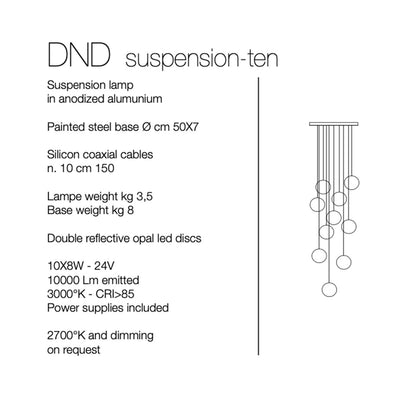 knikerboker DND - moderne LED-Pendelleuchten-Cluster mit 5 oder 10 Stück in vier Metallfarben