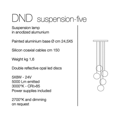 knikerboker DND - moderne LED-Pendelleuchten-Cluster mit 5 oder 10 Stück in vier Metallfarben