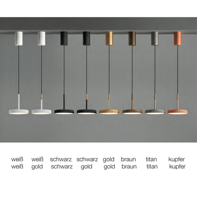 OVERFLY, LED-Pendelleuchten in 6 Metallfarben von OLEV - designed by Marc Sadler