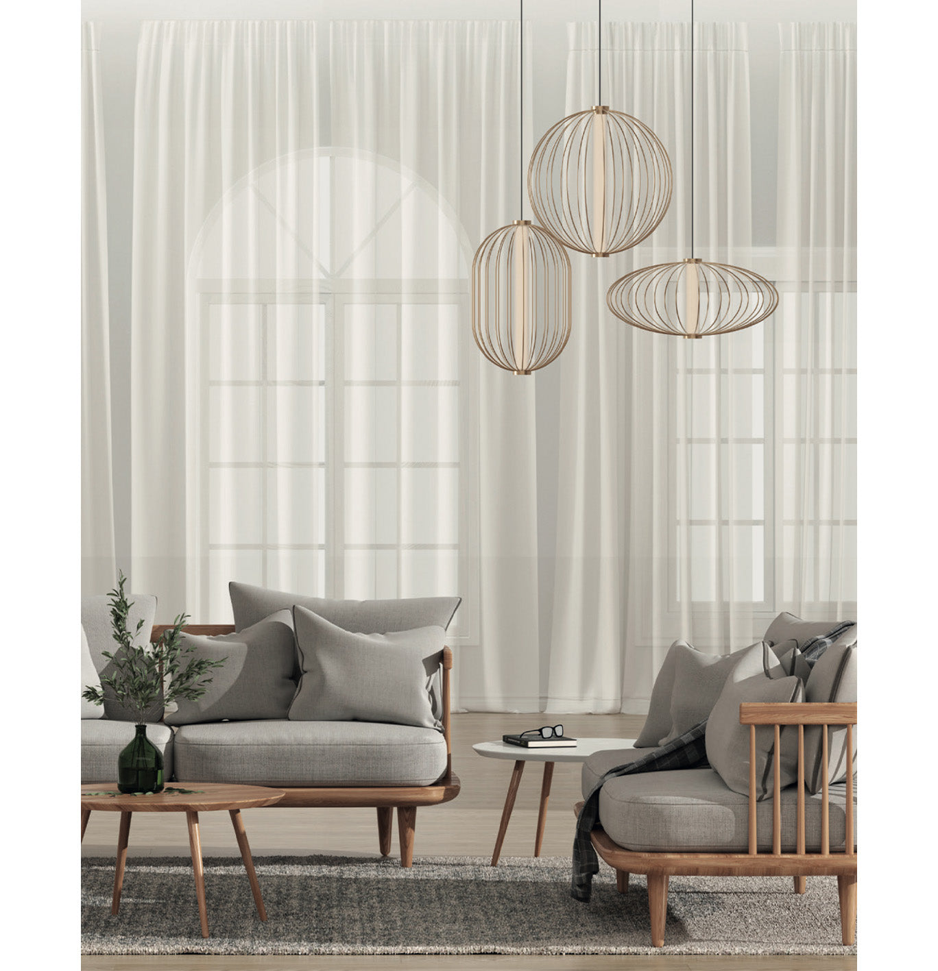 PEPO- Designer Jose Fornas - LED-Pendelleuchten 3 Größen, gold - Aromas del Campo