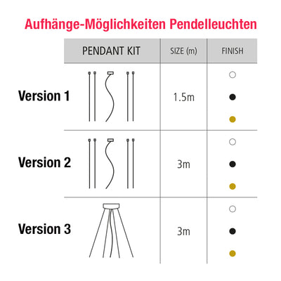 Pendel-Set für Gran Formato Pendelleuchten - 3 Varianten